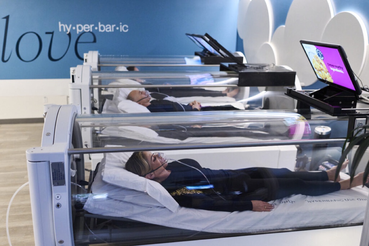 A clear, medical-grade hard-shell hyperbaric chamber